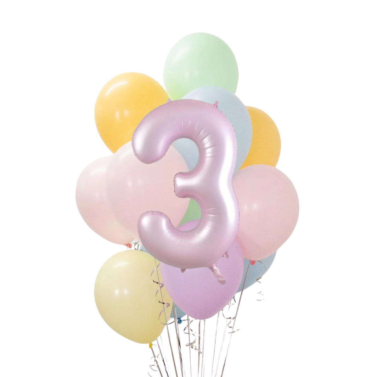 Pastel Gökkuşağı Rakamlı Balon Buketi Seti | balOnin