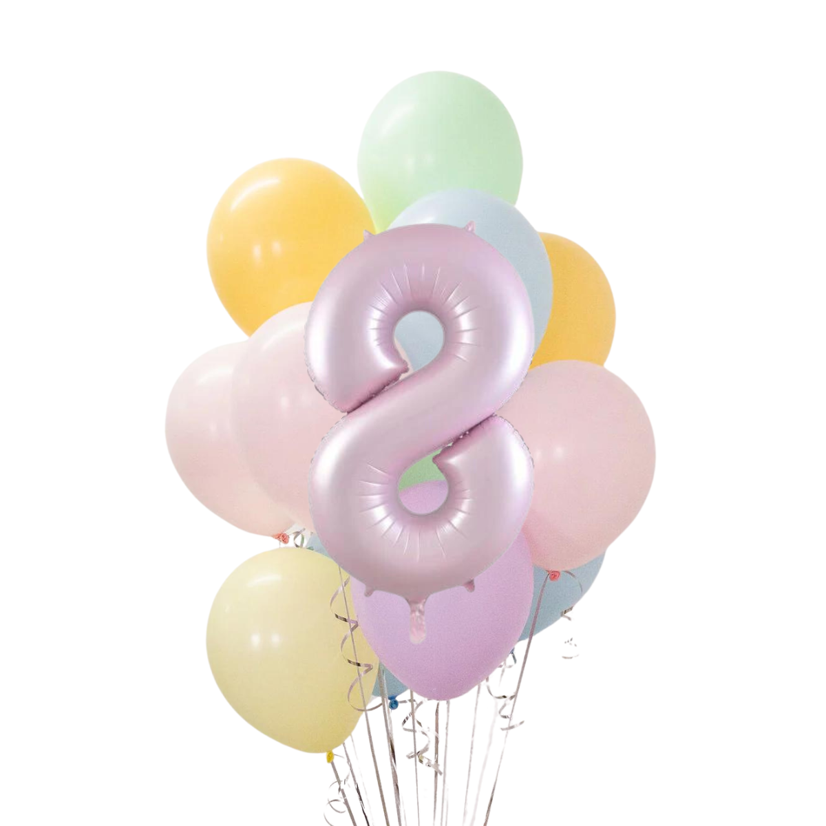 Pastel Gökkuşağı Rakamlı Balon Buketi Seti | balOnin