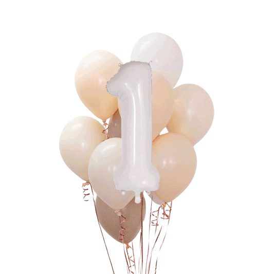 Naturel Krem Rakamlı Balon Buketi Seti | balOnin