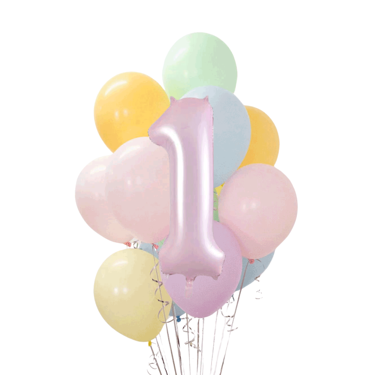 Pastel Gökkuşağı Rakamlı Balon Buketi Seti | balOnin